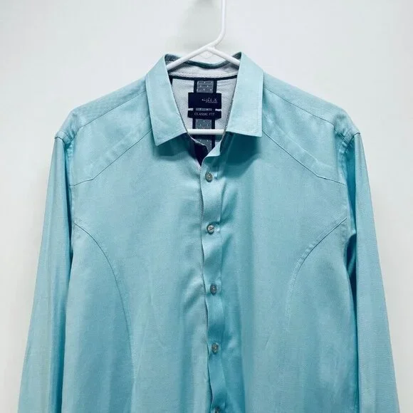 Eigth X Shirt Size L Men’s Premium Classic Fit Blue Long Sleeve  Button Up - Picture 2 of 10